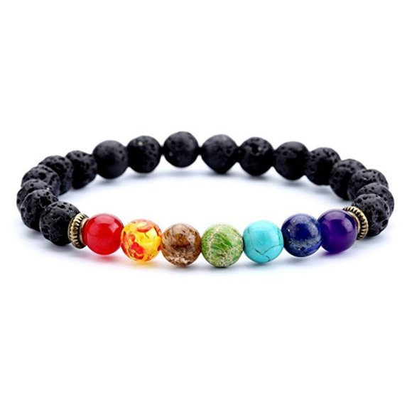 Other - New 7 Chakra Beaded Lava Rock Rainbow Bracelet